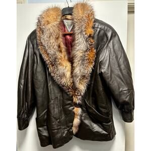 Vintage J Percy for Marvin Richards Fox Fur Leather Coat  size M  Stunning !